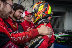 Race winner and Blancpain Endurance Series champion Laurens Vanthoor celebrates