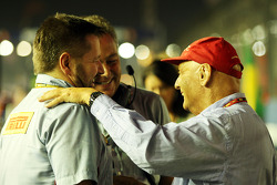 Paul Hembery, Pirelli Motorsport Director with Mario Isola, Pirelli Racing Manager and Niki Lauda, Mercedes Non-Executive Chairman