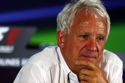 Charlie Whiting, FIA Delegate in a FIA Press Conference
