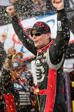 Race winner Jeff Gordon celebrates