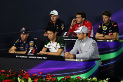 The FIA Press Conference: Nico Hulkenberg, Sahara Force India F1; Jules Bianchi, Marussia F1 Team; Romain Grosjean, Lotus F1 Team; Sebastian Vettel, Red Bull Racing; Kamui Kobayashi, Caterham; Jenson Button, McLaren