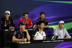 The FIA Press Conference: Nico Hulkenberg, Sahara Force India F1; Jules Bianchi, Marussia F1 Team; Romain Grosjean, Lotus F1 Team; Sebastian Vettel, Red Bull Racing; Kamui Kobayashi, Caterham; Jenson Button, McLaren