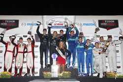 Class podium: P winners Ricky Taylor, Jordan Taylor, Max Angelelli, P2 winners Mirco Schultis, Renger van der Zande, Alex Popow, GTLM winners Wolf Henzler, Bryan Sellers, Marco Holzer, GTD winners Christopher Haase, Bryce Miller, Matt Bell