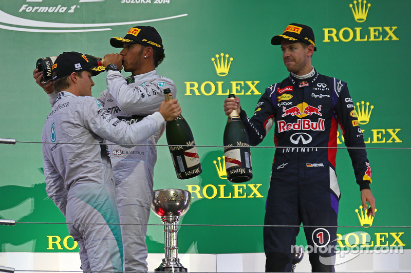 2014 Podum: 1. Lewis Hamilton, Mercedes. 2. Nico Rosberg, Mercedes. 3. Sebastian Vettel, Red Bull - Renault