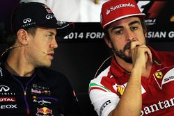 (L to R): Sebastian Vettel, Red Bull Racing and Fernando Alonso, Ferrari in the FIA Press Conference