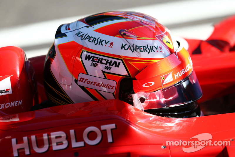 Kimi Raikkonen, Ferrari F14-T Jules Bianchi destek mesajını taşıyor