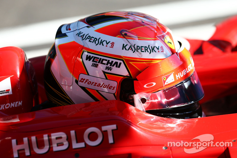 Kimi Raikkonen, Ferrari F14-T lleva un mensaje de apoyo a Jules Bianchi
