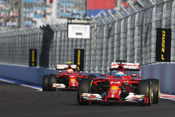 Fernando Alonso, Ferrari F14-T leads team mate Kimi Raikkonen, Ferrari F14-T