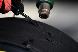 Pirelli tyre is worked on