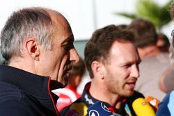 (L to R): Franz Tost, Scuderia Toro Rosso Team Principal and Christian Horner, Red Bull Racing Team Principal with the media