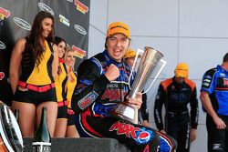 Race winner Chaz Mostert celebrates