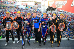 Podium: race winners Chaz Mostert, Paul Morris, second place James Moffat, Taz Douglas, third place Nick Percat, Oliver Gavin
