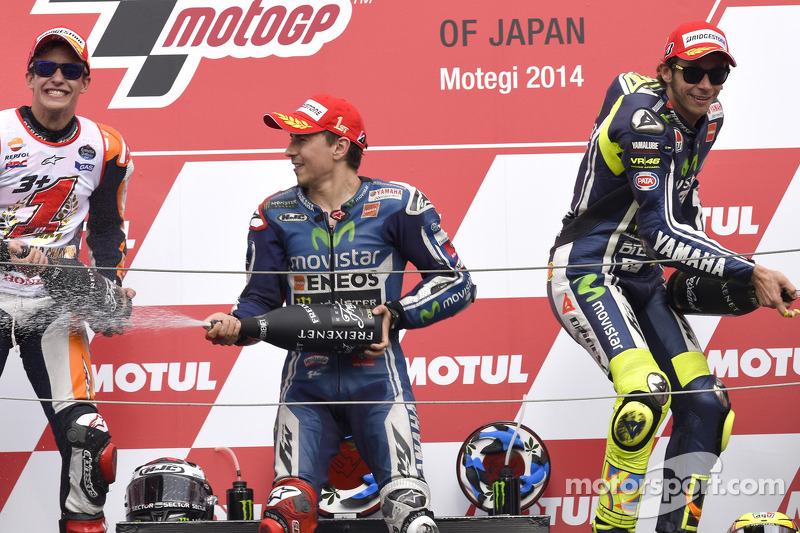 Podio: 1º Jorge Lorenzo, 2º Marc Márquez, 3º Valentino Rossi