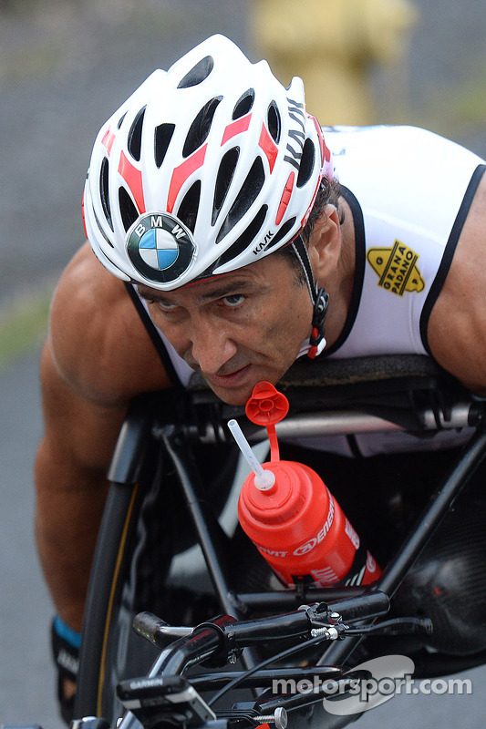 Alex Zanardi competes in the Hawaii long-distance triathlon