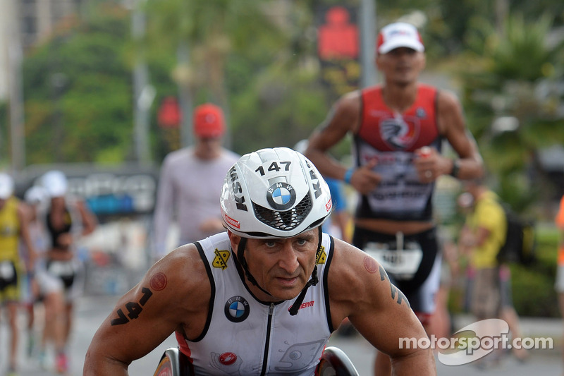 Alex Zanardi competes in the Hawaii long-distance triathlon