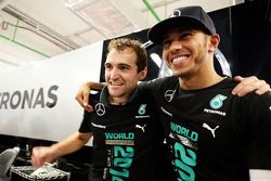 Lewis Hamilton, Mercedes AMG F1 celebrates winning the 2014 Constructors Championship with the team