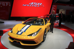 Luca Cordero di Montezemolo (ITA) Ferrari CEO and the new Ferrari 458 Speciale Aperta