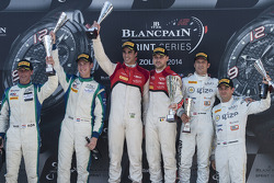 Podium: race winners Cesar Ramos, Laurens Vanthoor, second place Peter Kox, Nicky Catsburg, third place Hari Proczyk, Jeroen Bleekemolen