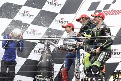 Podium: race winner Valentino Rossi, second place Jorge Lorenzo, third place Bradley Smith