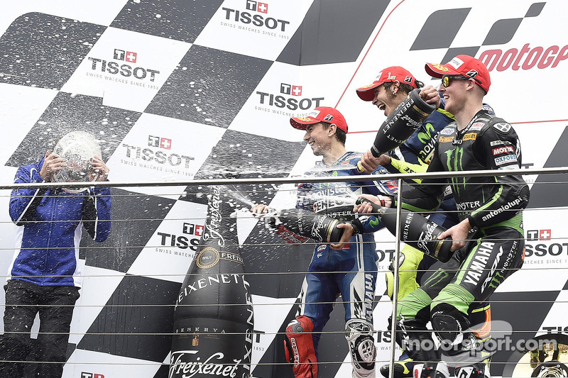 Podium MotoGP Australia 2014: Valentino Rossi, Jorge Lorenzo, dan Bradley Smith