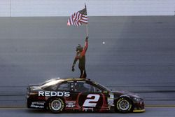 Race winner Brad Keselowski celebrates