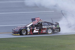 Race winner Brad Keselowski celebrates