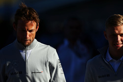 Jenson Button, McLaren with team mate Kevin Magnussen, McLaren