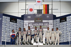 Podium: race winners Anthony Davidson, Sebastien Buemi, second place Alexander Wurz, Stéphane Sarrazin, Kazuki Nakajima, third place Marc Lieb, Neel Jani, Romain Dumas