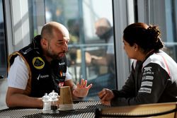 (L to R): Gerard Lopez, Lotus F1 Team Principal with Monisha Kaltenborn, Sauber Team Principal