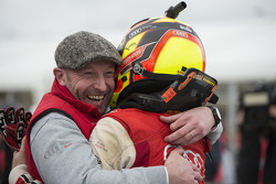 Vincent Vosse celebrates with race winner Laurens Vanthoor