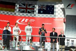 Podium: race winner Lewis Hamilton, second place Nico Rosberg, third place Daniel Ricciardo