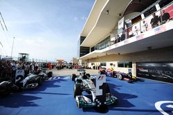 The Mercedes AMG F1 W05 of Lewis Hamilton, Mercedes AMG F1 in parc ferme