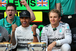 1st place Lewis Hamilton, Mercedes AMG F1 with 2nd place Nico Rosberg, Mercedes AMG F1 W05