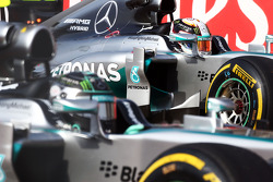 Nico Rosberg, Mercedes AMG F1 W05 and team mate on the grid at the start of the race