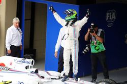 Felipe Massa, Williams FW36 celebrates his third position in parc ferme