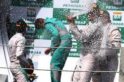 1st place Nico Rosberg, Mercedes AMG F1 W05, 2nd place Lewis Hamilton, Mercedes AMG F1 W05 and 3rd place Felipe Massa, Williams