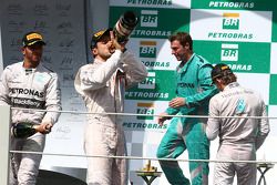 1st place Nico Rosberg, Mercedes AMG F1 W05, 2nd place Lewis Hamilton, Mercedes AMG F1 W05 and 3rd place Felipe Massa, Williams