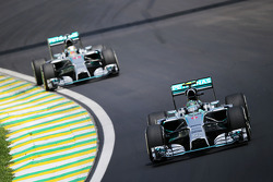 Nico Rosberg, Mercedes AMG F1 W05 leads team mate Lewis Hamilton, Mercedes AMG F1 W05