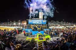 Championship victory lane: NASCAR Camping World Truck Series 2014 champion Matt Crafton celebrates