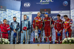 LMGTE Pro podium: 1st place Gianmaria Bruni, Toni Vilander; 2nd place Darren Turner, Stefan Mücke; 3rd place Davide Rigon, James Calado
