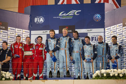 LMGTE Am podium: 1st place Kristian Poulsen, David Heinemeier Hansson, Nicki Thiim; 2nd place Stephen, Michele Rugolo, Andrea Bertolini; 3rd place Paul Dalla Lana, Pedro Lamy, Christoffer Nygaard