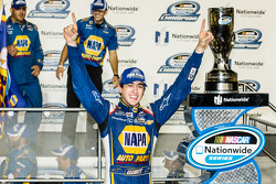 Championship victory lane: NASCAR Nationwide Series 2014 champion Chase Elliott celebrates