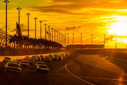 Denny Hamlin, Joe Gibbs Racing Toyota leads the field