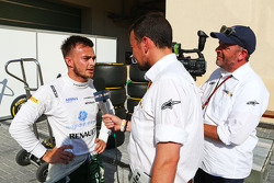 (L to R): Will Stevens, Caterham CT05 with Will Buxton, NBC Sports Network TV Presenter and Jason Swales, NBC Sports Network