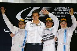 Podium: race winner and 2014 World Champion Lewis Hamilton, Mercedes AMG F1, second place Felipe Massa, Williams F1 Team, third place Valtteri Bottas, Williams F1 Team, Toto Wolff, head of Mercedes AMG F1