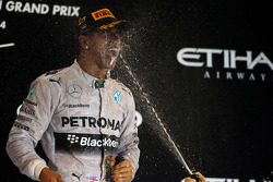 Race winner and World Champion Lewis Hamilton, Mercedes AMG F1 celebrates on the podium