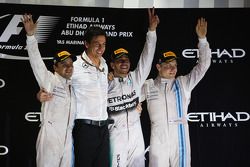 The podium: Felipe Massa, Williams, second; Lewis Hamilton, Mercedes AMG F1, race winner and World Champion; Valtteri Bottas, Williams, third