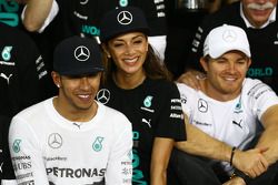 First place and World Champion Lewis Hamilton, Mercedes AMG F1 W05 with Nicole Scherzinger, Singer, girlfriend of Lewis Hamilton and Nico Rosberg, Mercedes AMG F1 W05