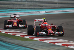 Kimi Raikkonen, Ferrari F14-T leads team mate Fernando Alonso, Ferrari F14-T