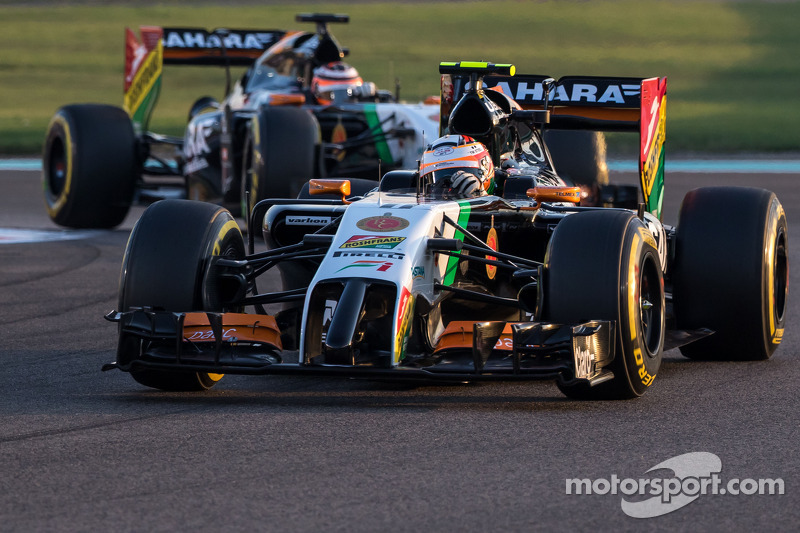 Sergio Pérez, Sahara Force India F1 VJM07 lidera a su compañero Nico Hulkenberg, Sahara Force Indi